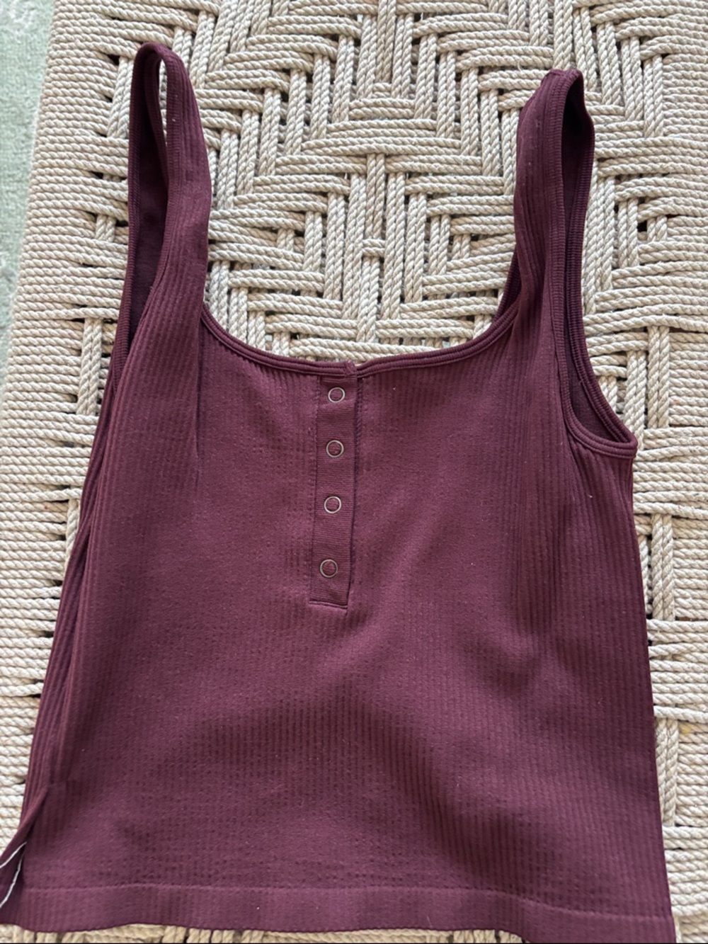 Aeropostale Burgundy Ribbed Henley Tank